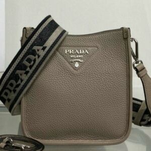 Mini Taupe Crossbody Bag with Logo Strap